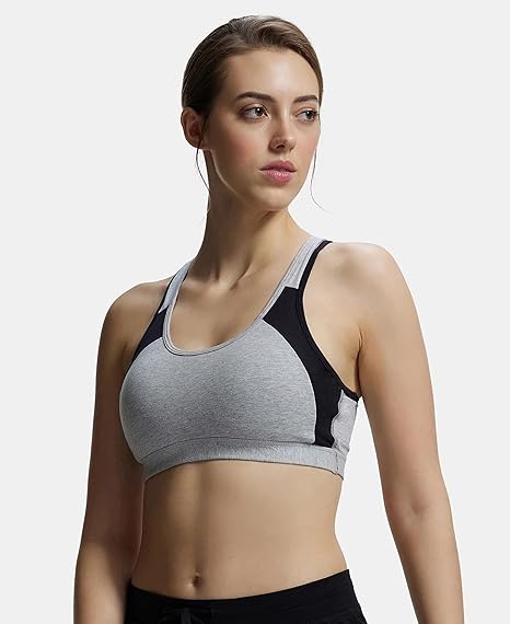 Jockey 1380 Women’s Wirefree Padded Cotton Active Bra – Racerback with Stay Fresh Comfort